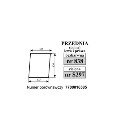 Szyba przednia dolna lewa/prawa zielona Renault