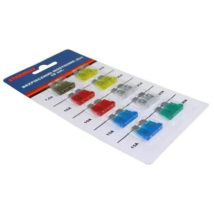 Zestaw komplet bezpieczników płytkowych dużych standard 10szt (zawieszka)