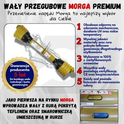 Wał przegubowy teleskopowy WOM Seria 46 rura trójkąt 50250 długość 810/1010mm 460Nm MORGA