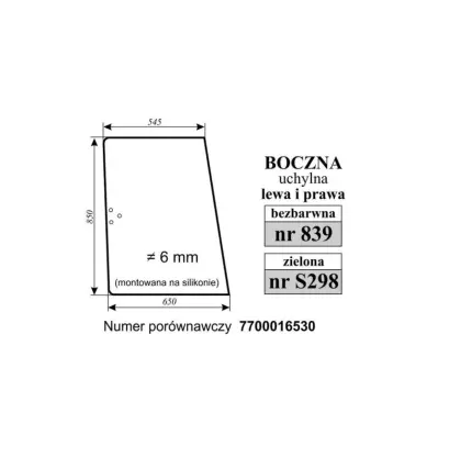 Szyba boczna uchylna lewa/prawa zielona Renault