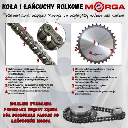 Łańcuch rolkowy potrójny Galla wzmocniony 20A-3 ANSI A 100 (R3 1.1/4 - cala) 5m hartowany MORGA