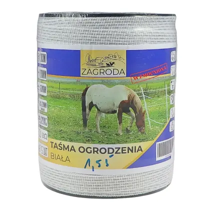 Taśma ogrodzenia elektryzatora pastucha 20mmX200M odporna na UV biała 6-drutów 0,30mm o obniżonej oporności Wzmocniona  ZAGRODA