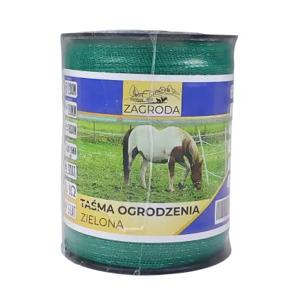 Taśma ogrodzenia elektryzatora pastucha 20mmX200M odporna na UV zielona 4-druty 0,16mm  ZAGRODA