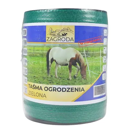 Taśma ogrodzenia elektryzatora pastucha 20mmX200M odporna na UV zielona 6-drutów 0,30mm o obniżonej oporności Wzmocniona  ZAGRODA