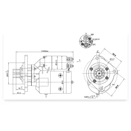 Rozrusznik z reduktorem typu Magneton Case MF ELMOT Massey Ferguson