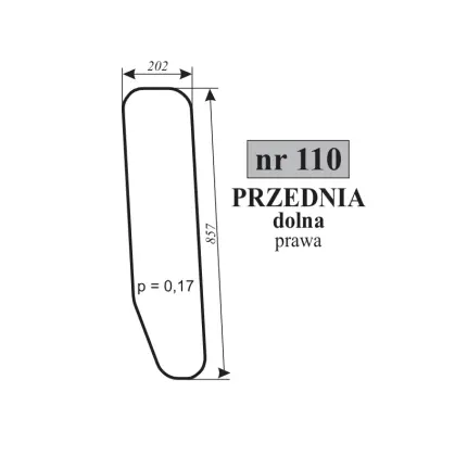 Szyba przednia dolna MF prawa 11795