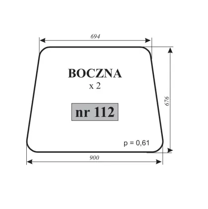 Szyba boczna do MF-255 kabina Lubsko 11797