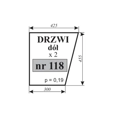 Szyba drzwi dół do MF-255 kabina 11804