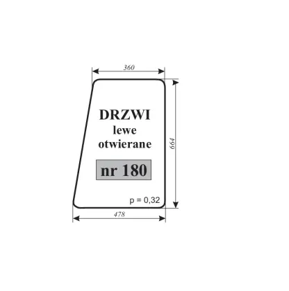 Szyba drzwi lewe otwierane do Ursus C-330 kabina Osiny 11870