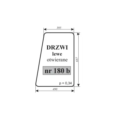 Szyba drzwi lewa otwierana do Ursus C-330 kabina 11872