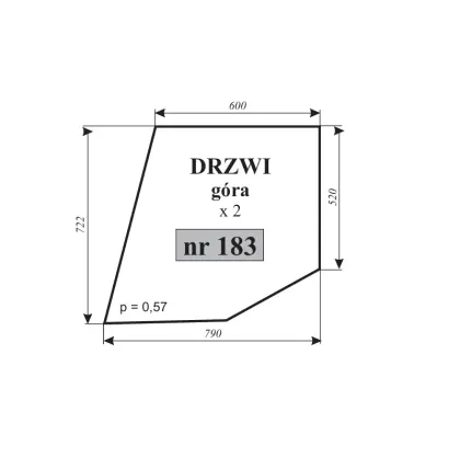 Szyba drzwi góra MF-255 11874