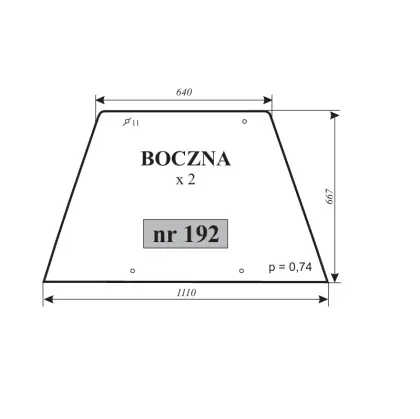 Szyba boczna do Zetor 11884