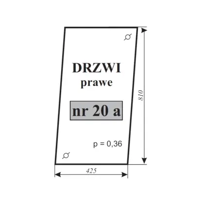 Szyba drzwi prawa Ostrówek 11900