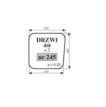 Szyba drzwi dół do MF-255 kabina duża 11926