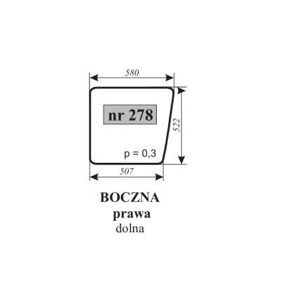 Szyba boczna prawa dolna do Bizon 11943