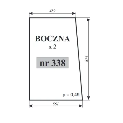 Szyba boczna do T-25 kabina Zamość 12000