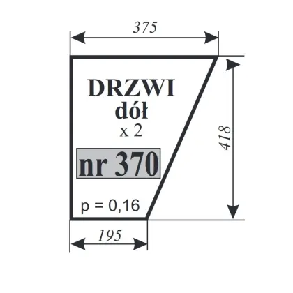 Szyba drzwi dół do Ursus C-330/360 kabina Ciechocin 12026