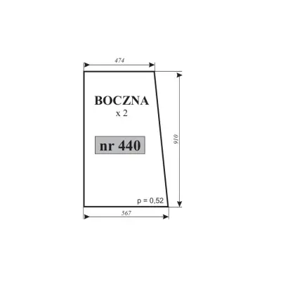 Szyba boczna Farm-Mott 250D 12056