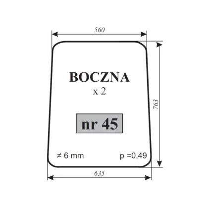 Szyba boczna MTZ-82 bez otworów 12057
