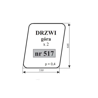 Szyba drzwi góra ciągnik Radz LT255 12087
