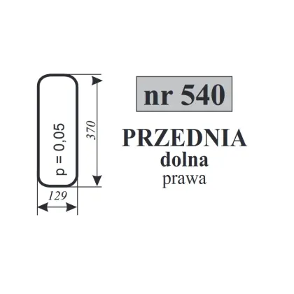 Szyba przednia dolna prawa do Zetor 12101