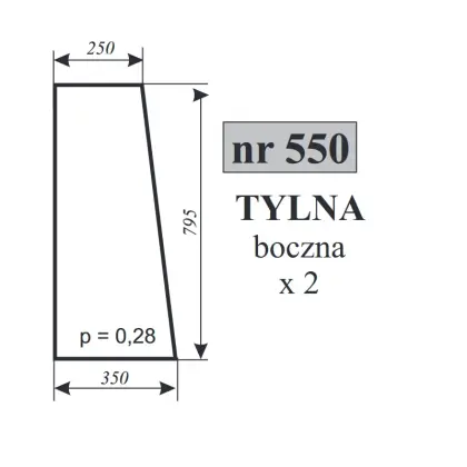 Szyba tylna bok do Zetor 5611 5718 12110