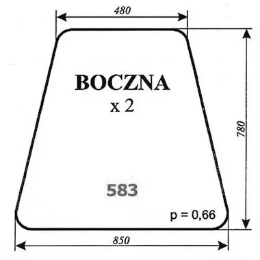 Szyba boczna koparka 12121