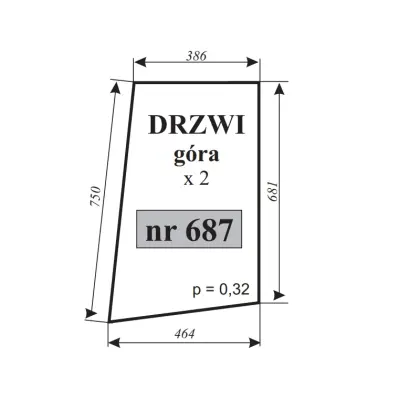Szyba drzwi góra kabina Szyszka Koźmin 12169