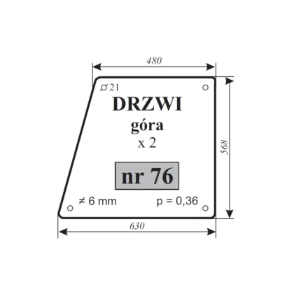Szyba drzwi góra MF-255 4512 12199