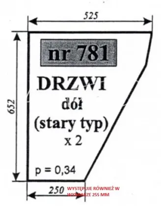 Szyba drzwi dół stary typ C-360 12217