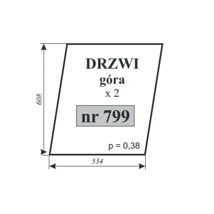 Szyba drzwi góra C-360 kabina Szyszka 12225