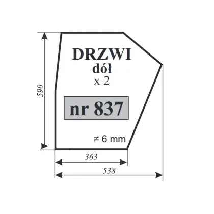 Szyba drzwi dół Zetor 6945 12238