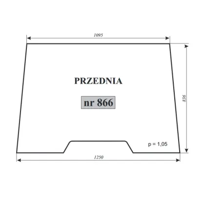 Szyba przednia do Massey Ferguson 3478320M1 342, 350, 352, 355, 360, 362, 362N, 365, 372N, 375, 382N, 390, 390T, 396, 398, 399 12243
