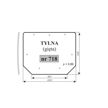 Szyba tylna gięta do Pronar 320A 14494