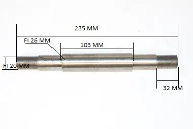 Oś koła kultywatora długa 26 M20x1,5 14545