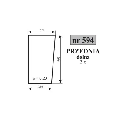 Szyba przednia dolna Zetor 10540 nowy typ 17243