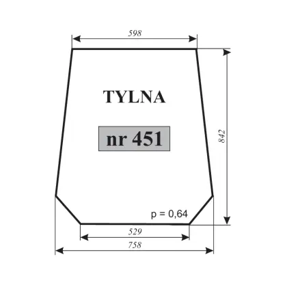 Szyba tylna Ursus 3502 st. typ 19579