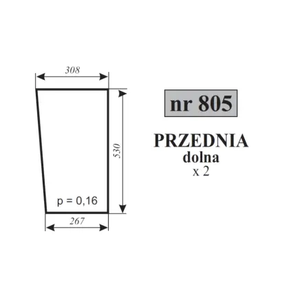 Szyba przednia dolna do MTZ 20701