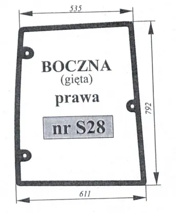 Szyba boczna prawa do Zetor Major 23693