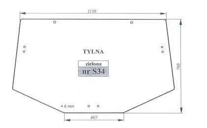Szyba tylna gięta zielona do John Deere 23699
