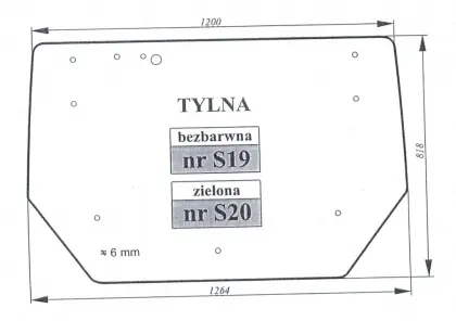 Szyba tylna Zetor Proxima zielona 23701