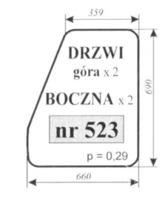 Szyba drzwi boczna do spychacza gąsienicowego rumuńskiego 24686