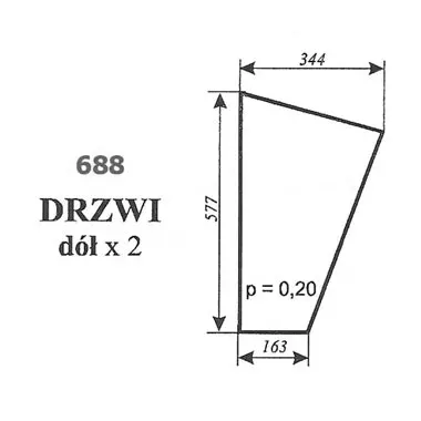 Szyba drzwi dolna do C-330 kabina Szyszka Koźmin 24687
