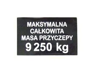 Naklejka maksymalna masa 9250kg 26422