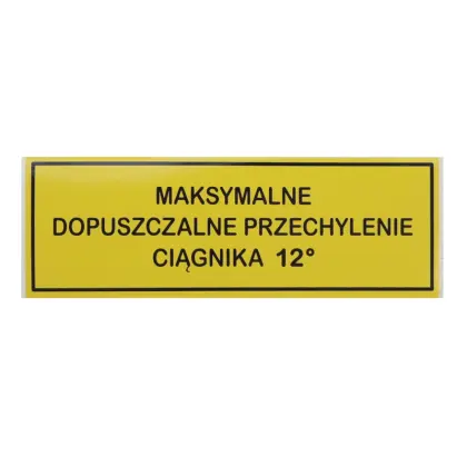 Emblemat maksymalne przechylenie ciągnik 26423