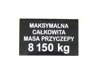 Naklejka maksymalna masa 8150kg 26425