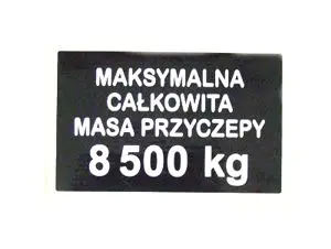 Naklejka maksymalna masa 8500kg 26426