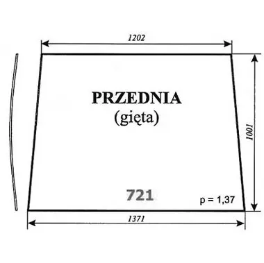 Szyba przednia gięta do Pronar 82A, 82SA, 82TSA, 1025A, 1221A 27285