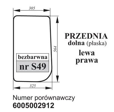 Szyba przednia dolna do Renault 6005002912 27428