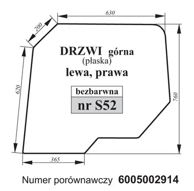 Szyba drzwi górna do Renault 6005002914 27431